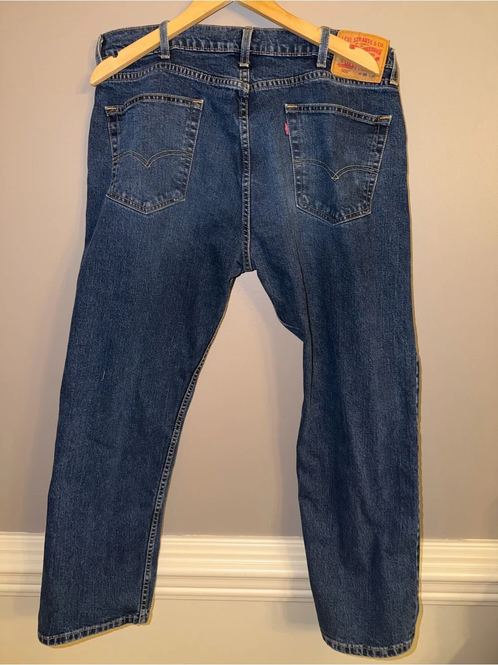 Levi’s 505 Regular Fit Straight Leg Jeans Dark Wash Denim Men’s 38x30